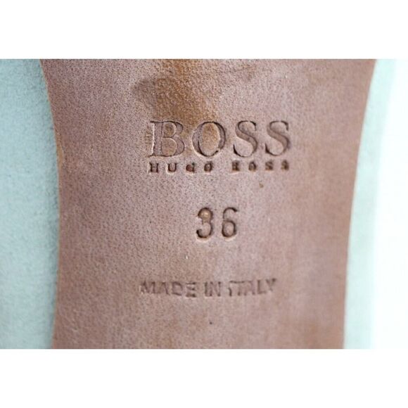 HUGO BOSS LIGHT BLUE REAL LEATHER SUEDE HIGH HEEL POINTED CLASSIC PUMP SHOES 36 - Picture 8 of 10